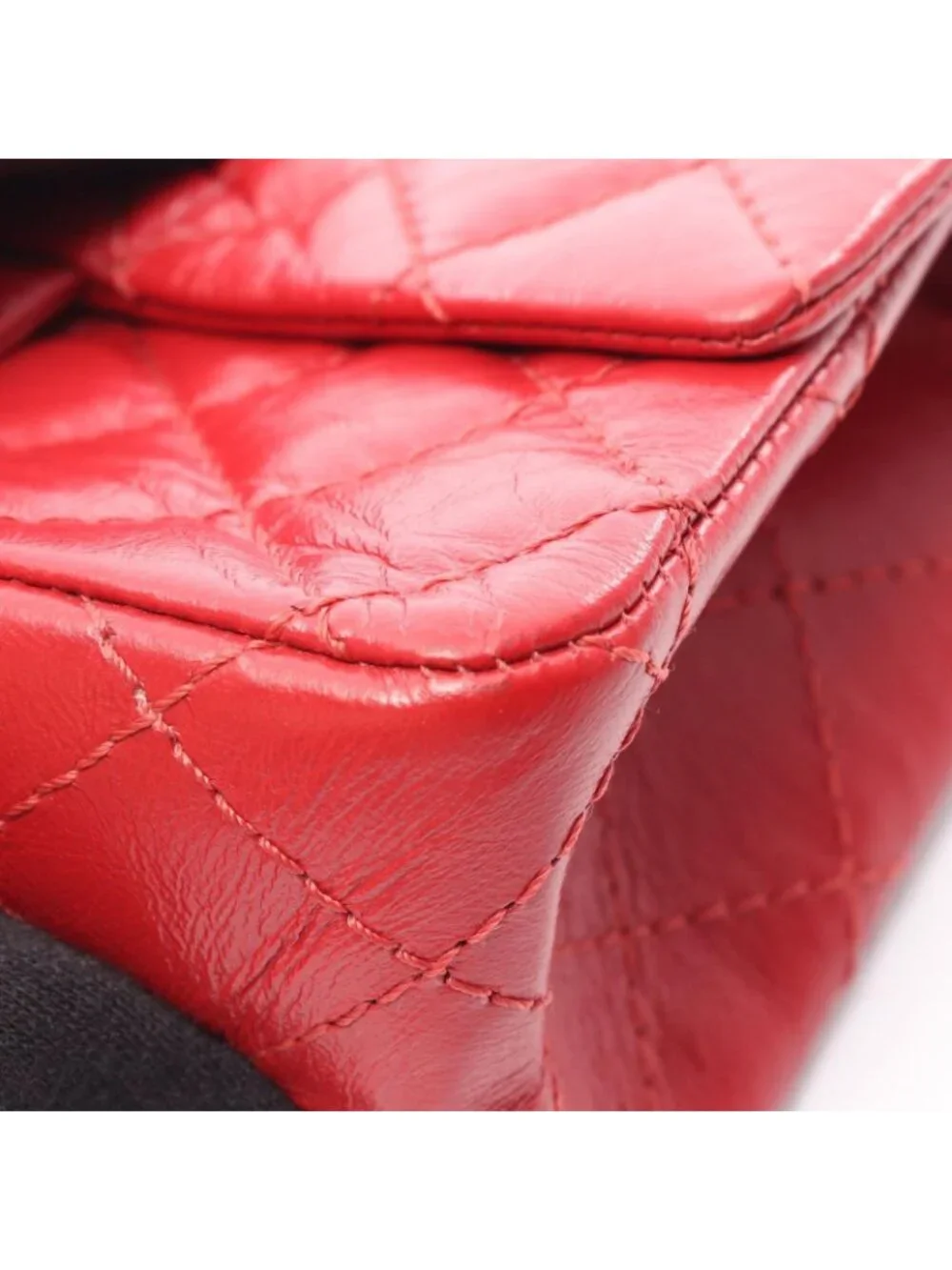 Chanel Shoulder Bag 2.55 Red Calf Mini Quilted Chain